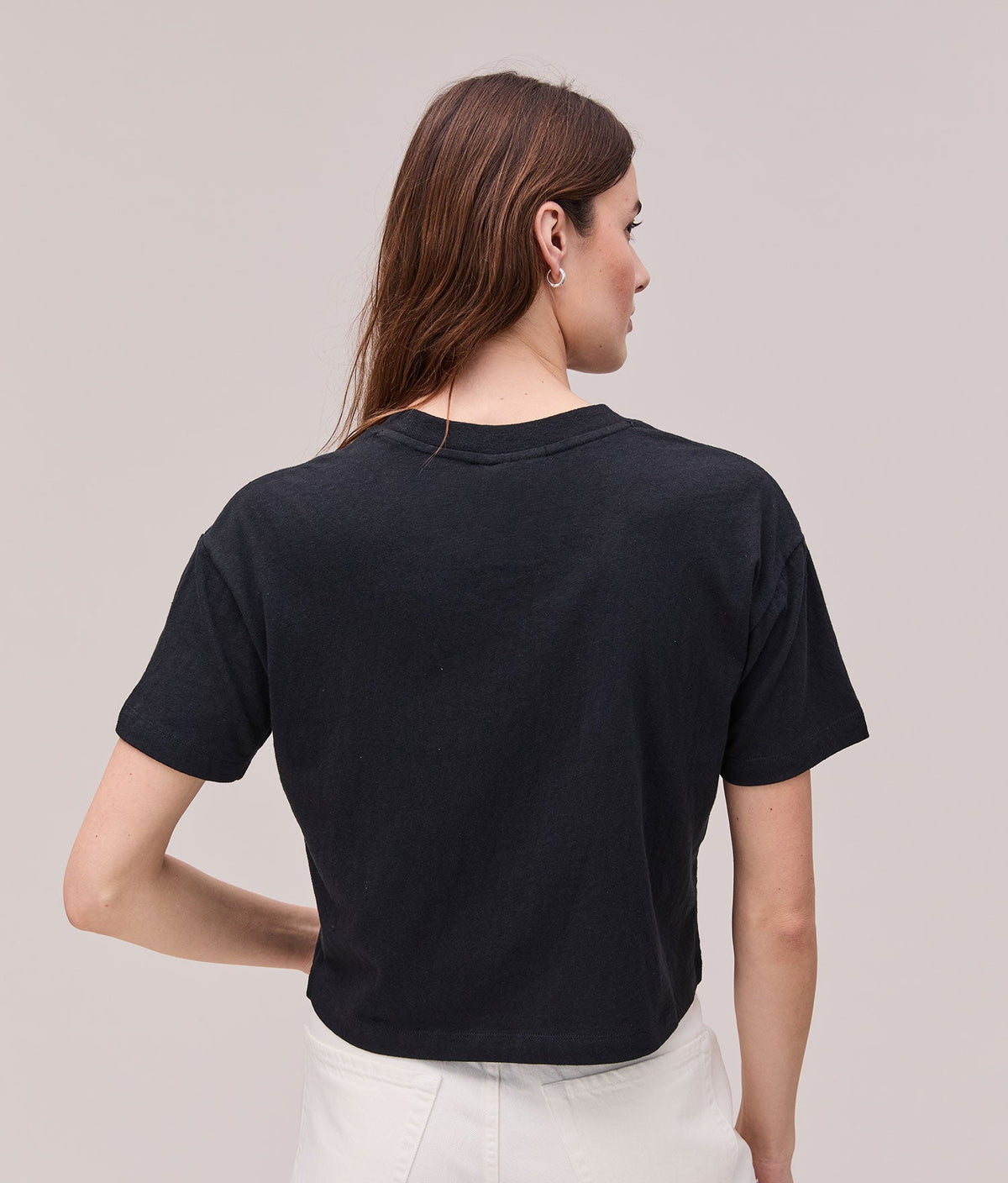 Womens Vintage Jersey Oversized Crop - Recycled Cotton Jersey - Black