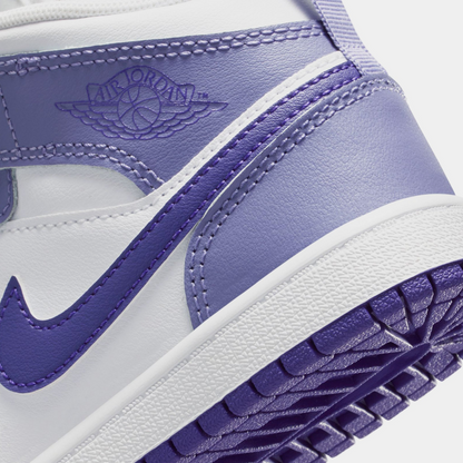 Nike Kids' Air Jordan 1 Mid Shoes - Dusty Amethyst / White / Court Purple