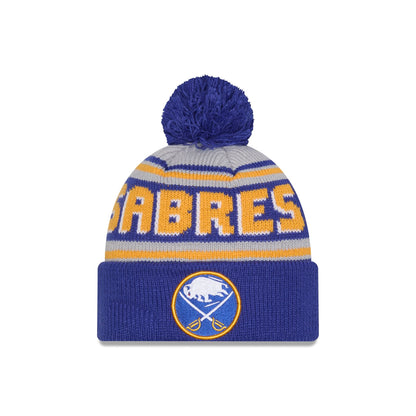 Buffalo Sabres Stripe Wordmark Pom Knit Hat