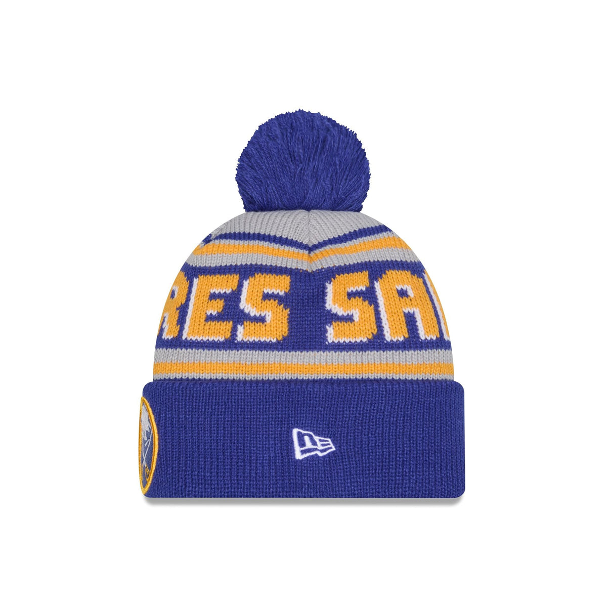 Buffalo Sabres Stripe Wordmark Pom Knit Hat