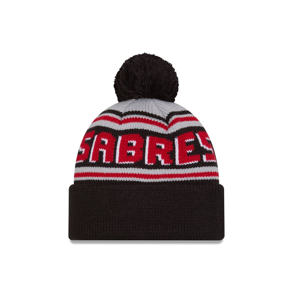 Buffalo Sabres Stripe Wordmark Pom Knit Hat
