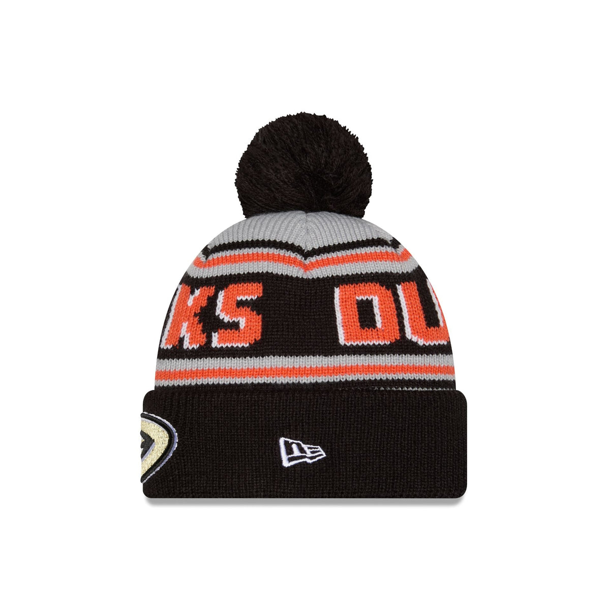 Anaheim Ducks Stripe Wordmark Pom Knit Hat