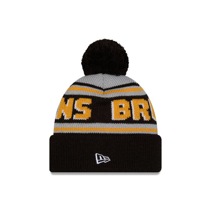 Boston Bruins Stripe Wordmark Pom Knit Hat