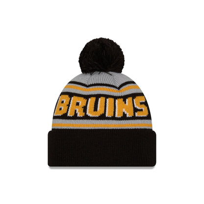 Boston Bruins Stripe Wordmark Pom Knit Hat