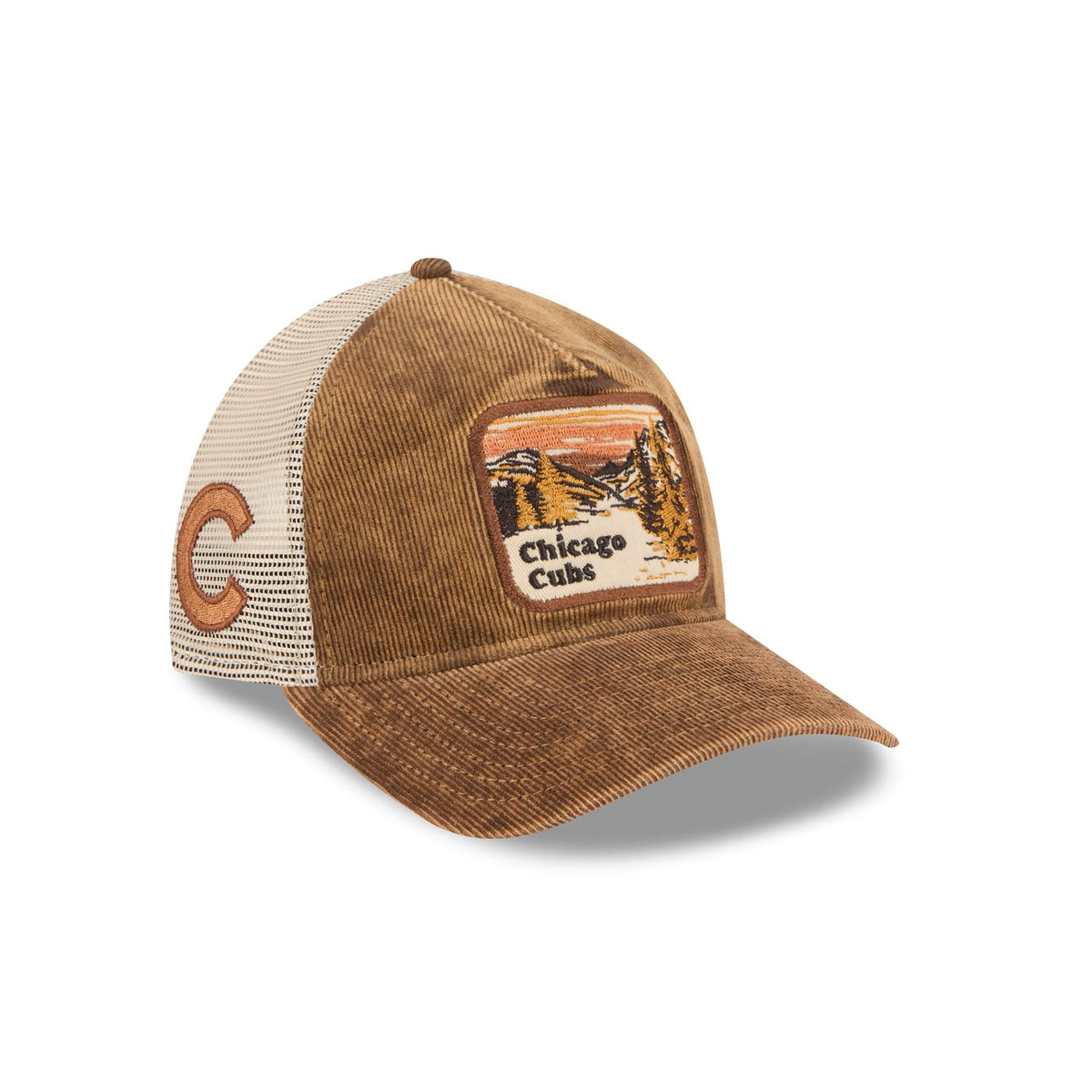 Chicago Cubs Vintage Landscape Brown 9TWENTY A-Frame Trucker Hat
