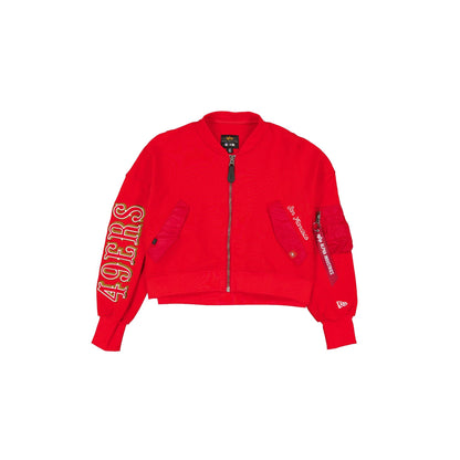 Alpha Industries x San Francisco 49ers Red Women's Full Zip Cropped Fleece Jacket