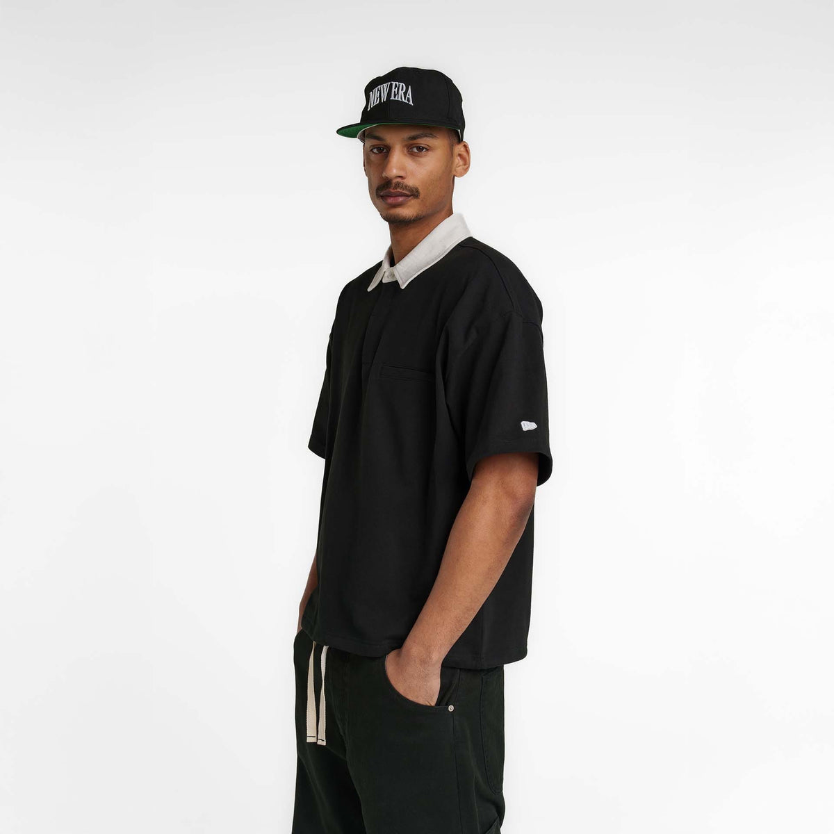 New Era Branded Alden Black Rugby Shirt