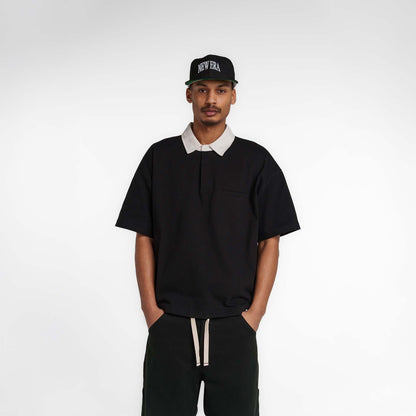 New Era Branded Alden Black Rugby Shirt
