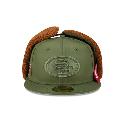 Alpha Industries x San Francisco 49ers Olive Green Dog Ear 59FIFTY Fitted Hat
