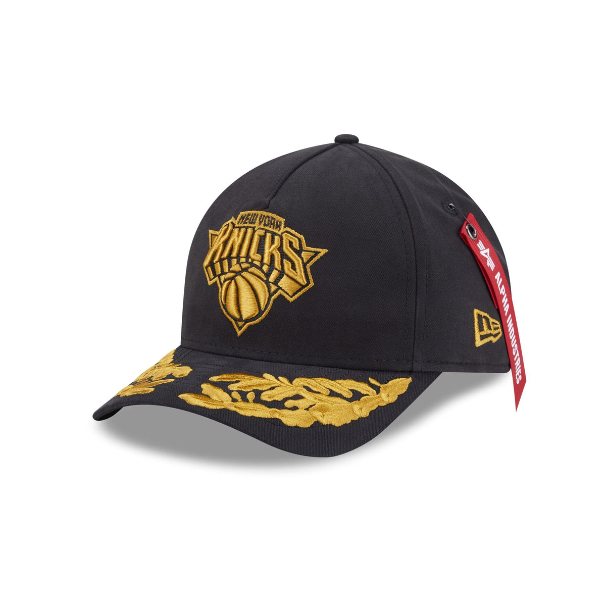 Alpha Industries x New York Knicks Black 9FORTY M-Crown A-Frame Snapback Hat
