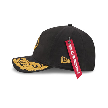 Alpha Industries x Golden State Warriors Black 9FORTY M-Crown A-Frame Snapback Hat
