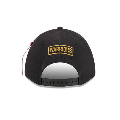 Alpha Industries x Golden State Warriors Black 9FORTY M-Crown A-Frame Snapback Hat