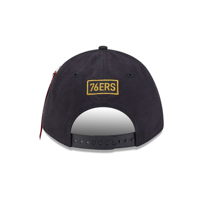 Alpha Industries x Philadelphia 76ers Black 9FORTY M-Crown A-Frame Snapback Hat