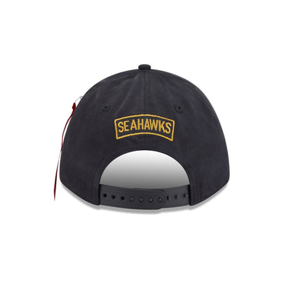 Alpha Industries x Seattle Seahawks Black 9FORTY M-Crown A-Frame Snapback Hat
