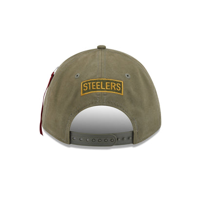 Alpha Industries x Pittsburgh Steelers Olive Green 9FORTY M-Crown A-Frame Snapback Hat