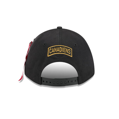 Alpha Industries x Montreal Canadiens Black 9FORTY M-Crown A-Frame Snapback Hat
