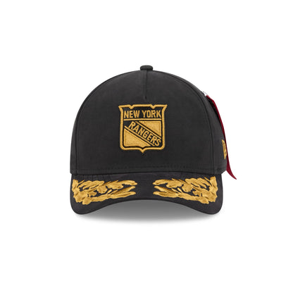 Alpha Industries x New York Rangers Black 9FORTY M-Crown A-Frame Snapback Hat