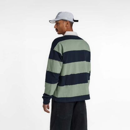 New Era Branded Cut & Sew Block Navy Long Sleeve Rugby Shirt