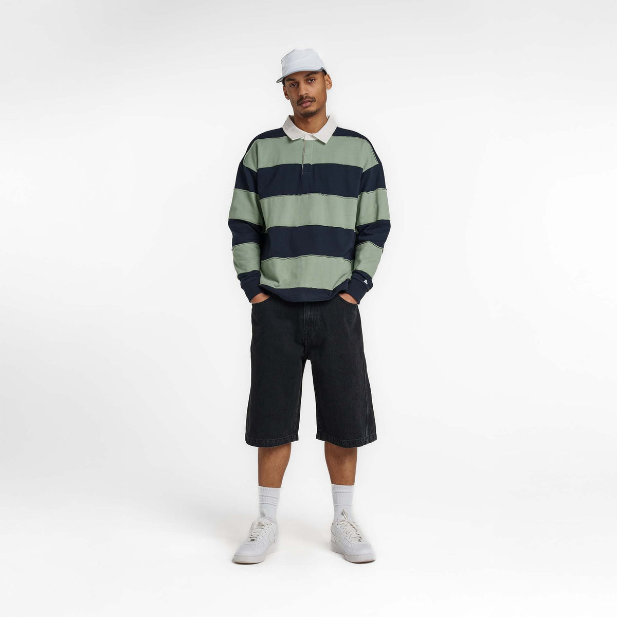 New Era Branded Cut & Sew Block Navy Long Sleeve Rugby Shirt