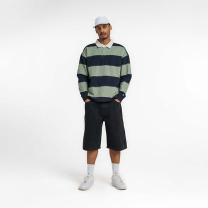 New Era Branded Cut & Sew Block Navy Long Sleeve Rugby Shirt