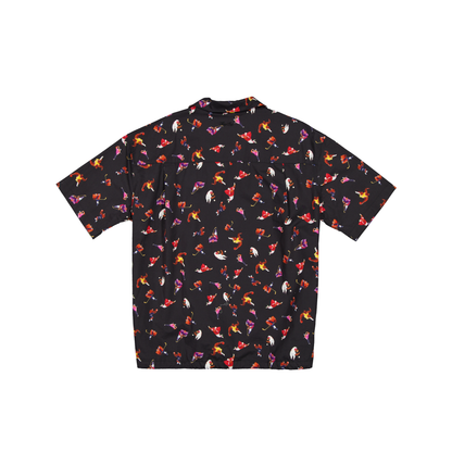 New Era Branded Resort Black Open Collared Shirt