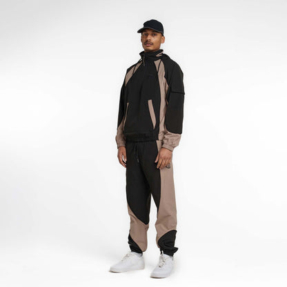 New Era Branded Retro-Tech NE2K Black Half-Zip Track Pullover