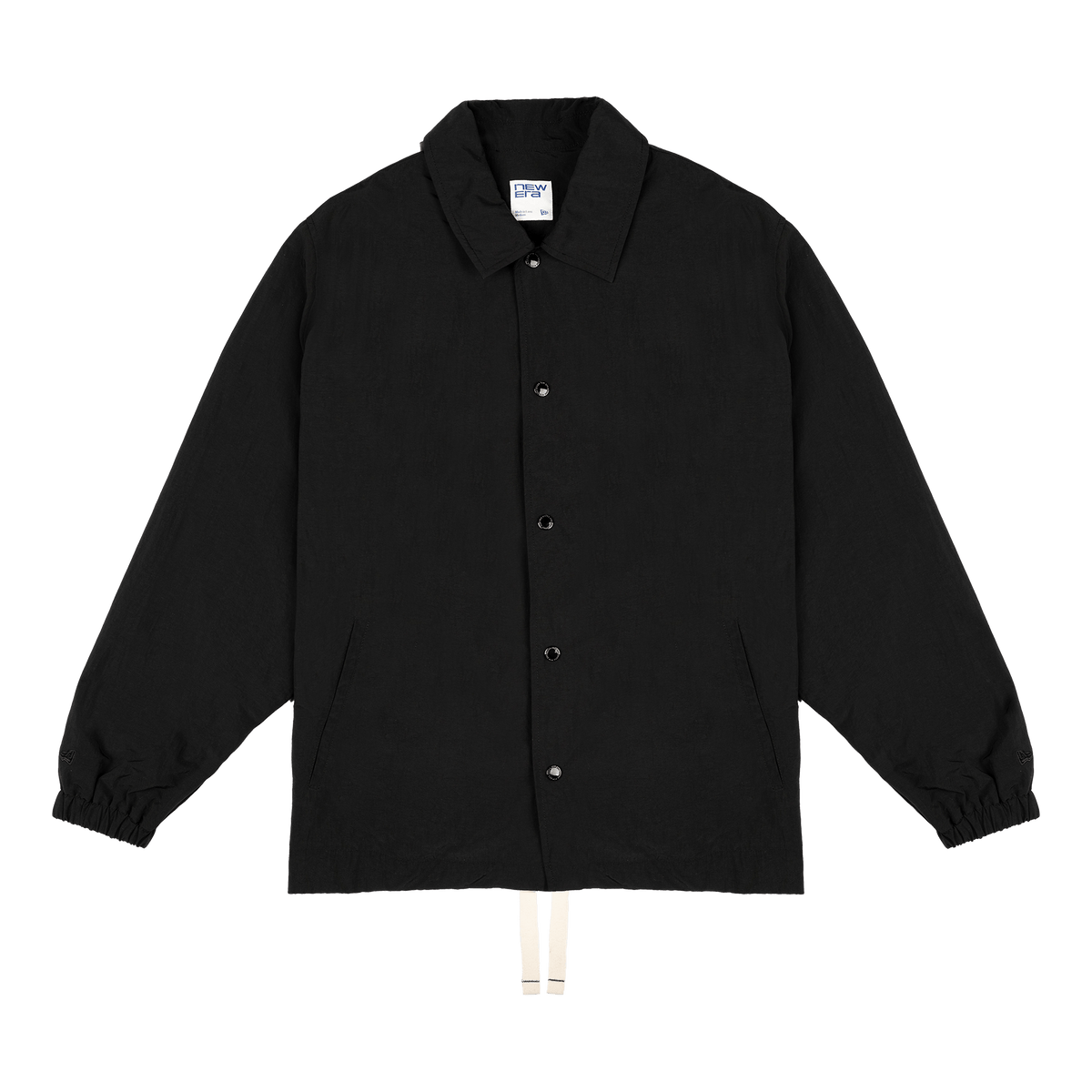 New Era Branded Ripstop Script Nylon Black Coach's Jacket