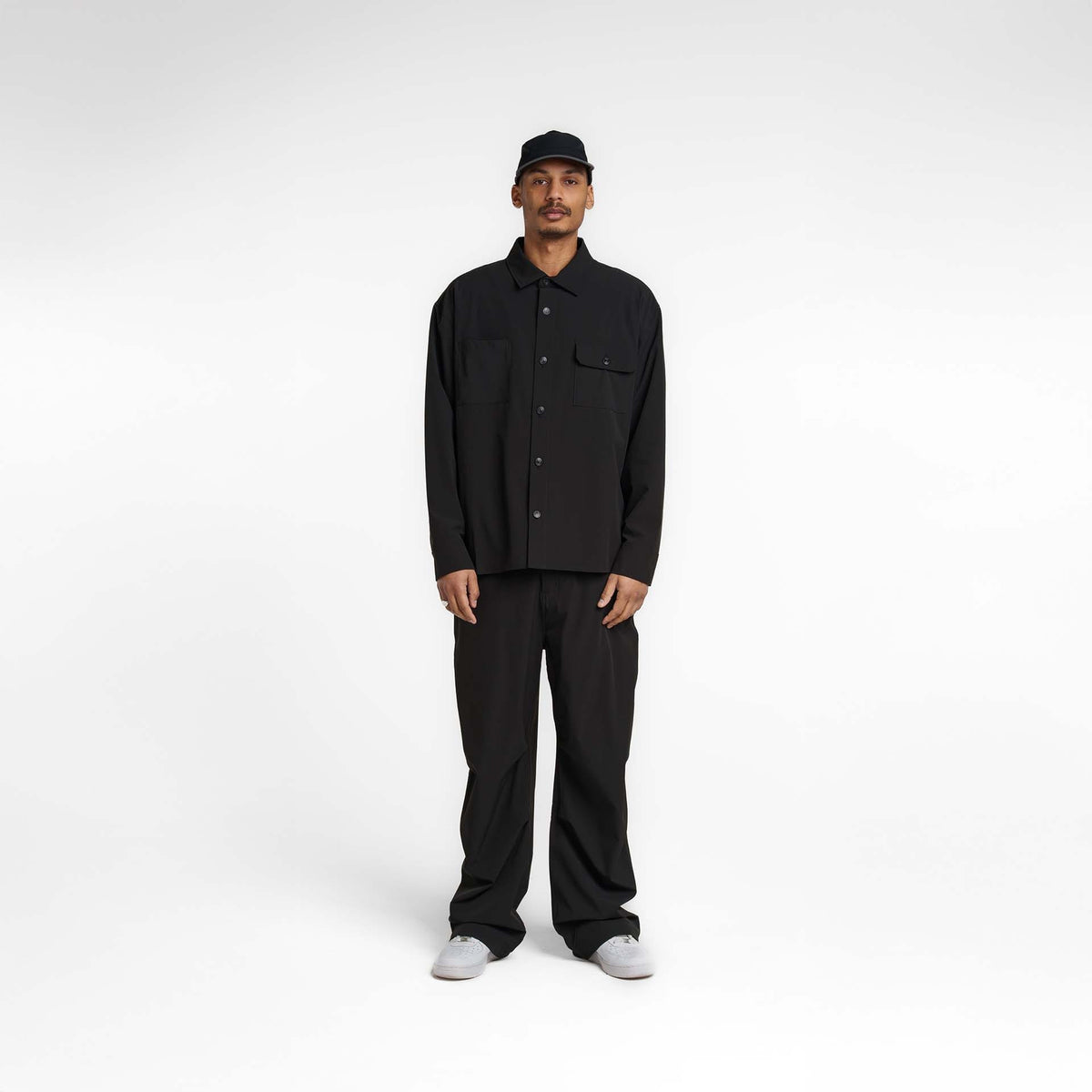 New Era Branded Nylon Military Black Shacket