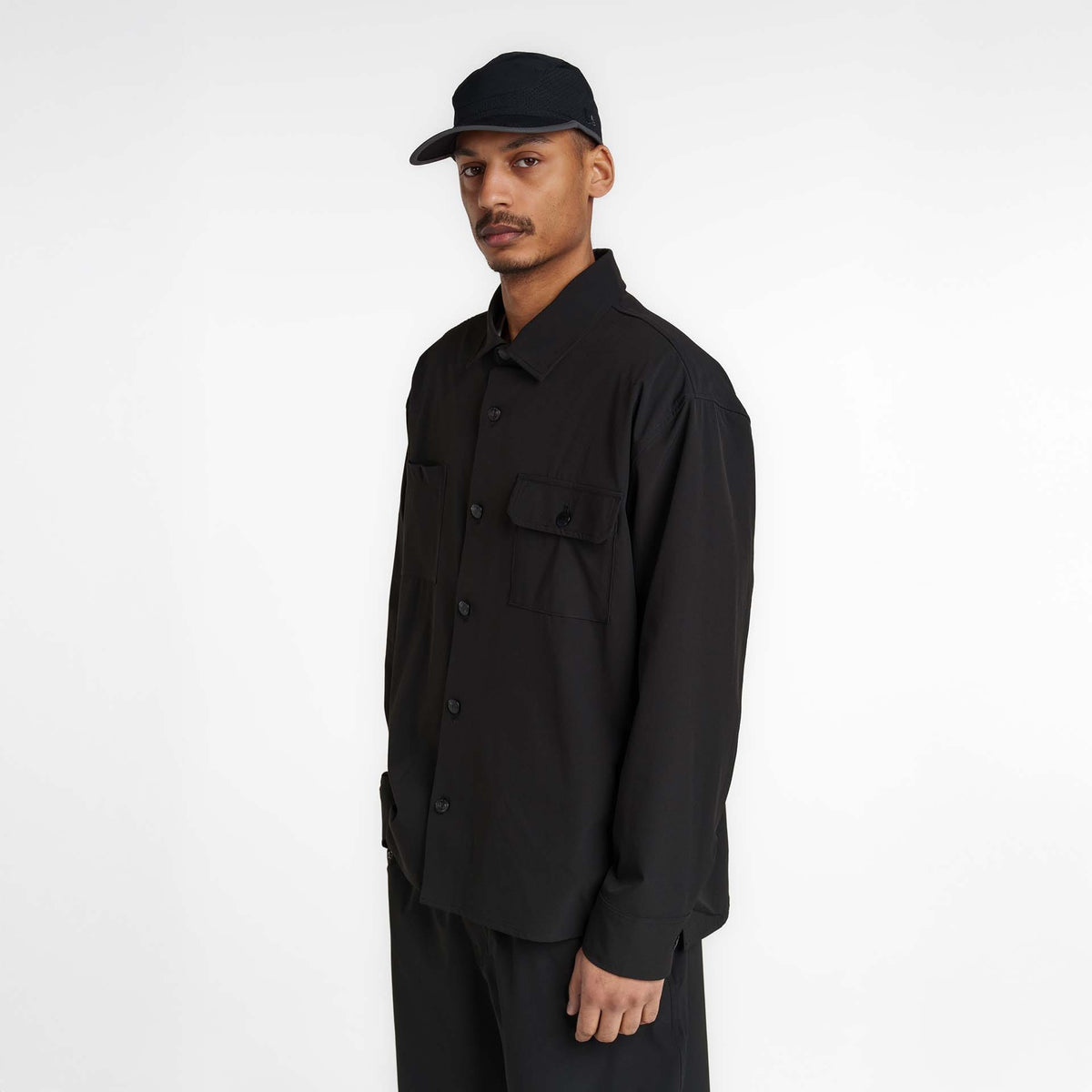 New Era Branded Nylon Military Black Shacket