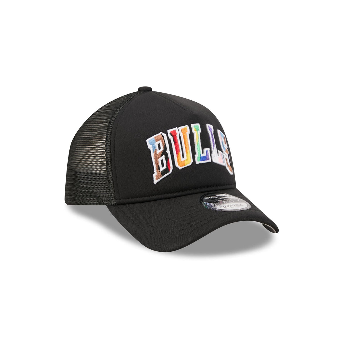 Chicago Bulls Rainbow Wordmark 9FORTY A-Frame Trucker Hat