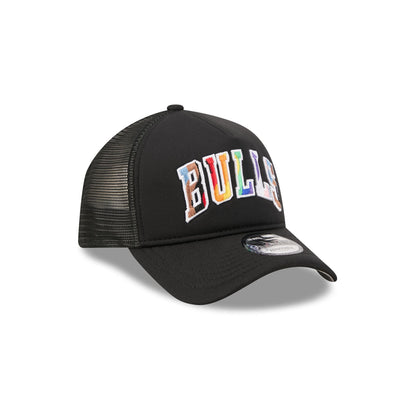 Chicago Bulls Rainbow Wordmark 9FORTY A-Frame Trucker Hat