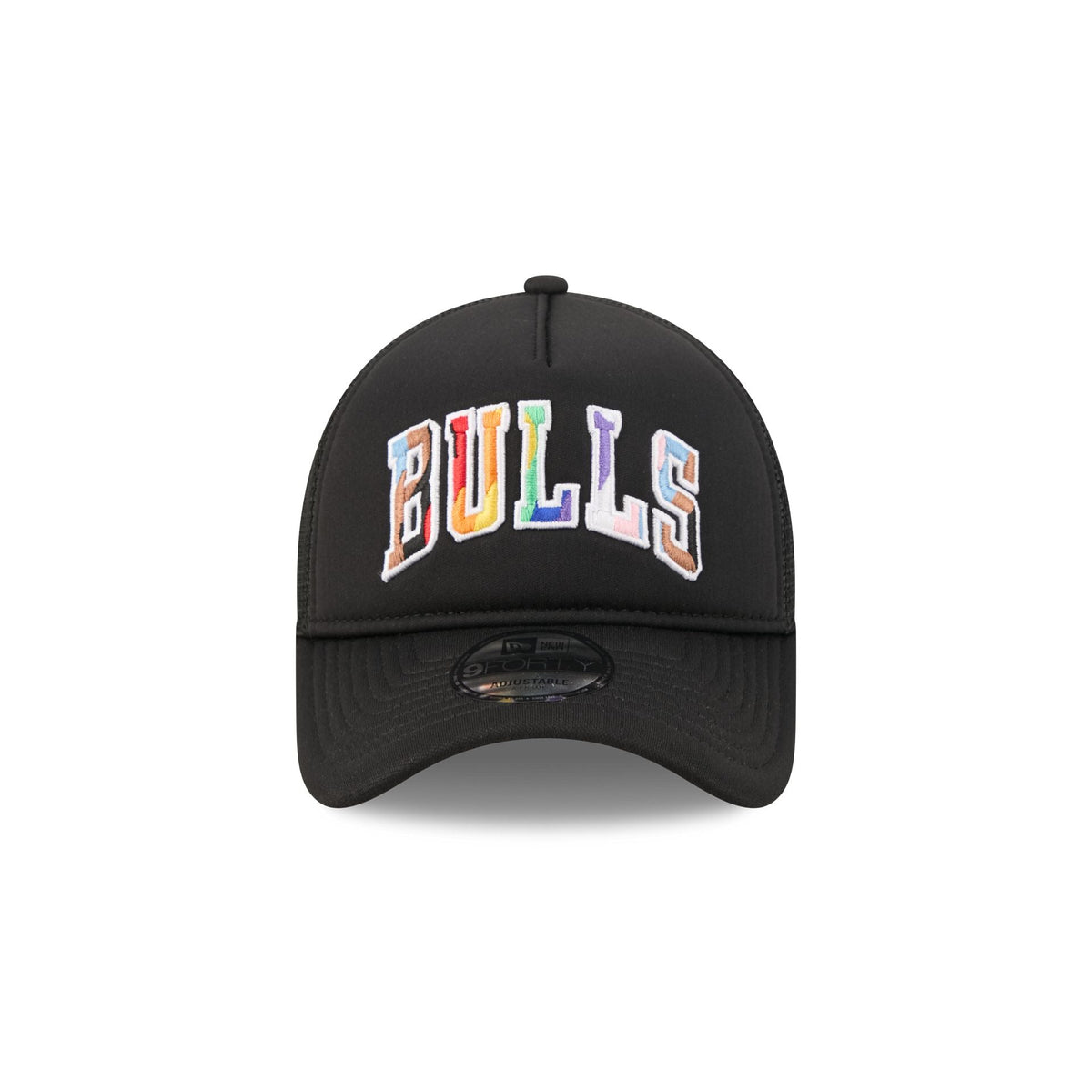 Chicago Bulls Rainbow Wordmark 9FORTY A-Frame Trucker Hat