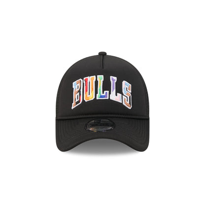 Chicago Bulls Rainbow Wordmark 9FORTY A-Frame Trucker Hat