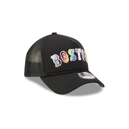 Boston Red Sox Rainbow Wordmark 9FORTY A-Frame Trucker Hat
