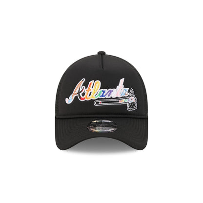 Atlanta Braves Rainbow Wordmark 9FORTY A-Frame Trucker Hat