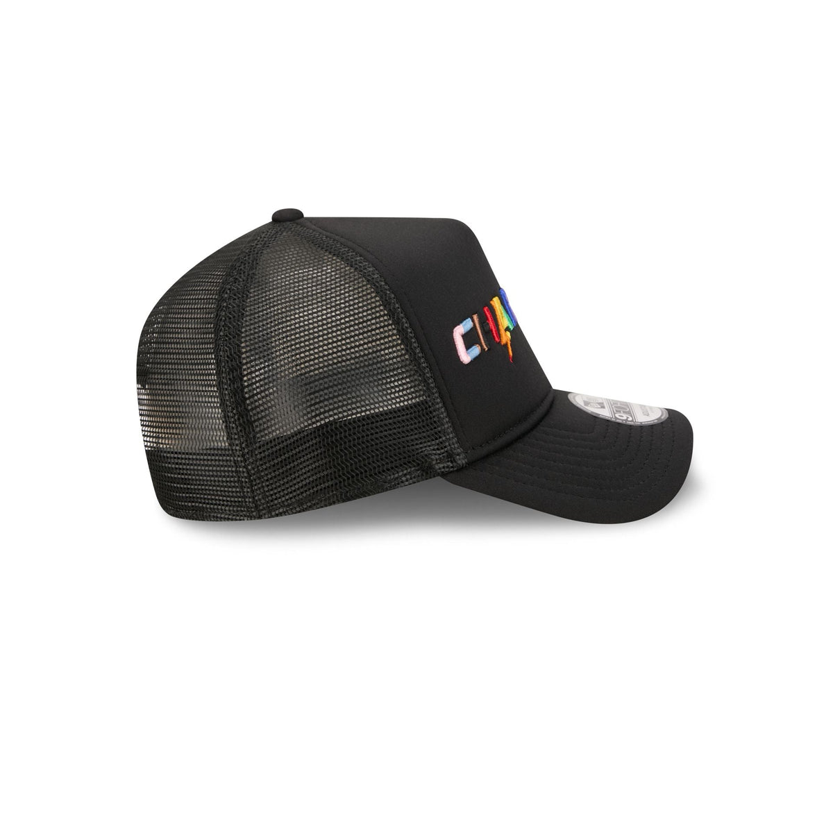 Los Angeles Chargers Rainbow Wordmark 9FORTY A-Frame Trucker Hat