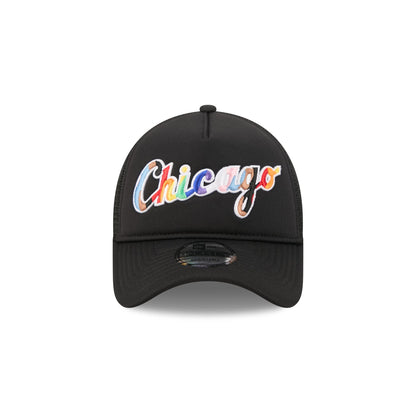 Chicago White Sox Rainbow Wordmark 9FORTY A-Frame Trucker Hat