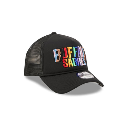 Buffalo Sabres Rainbow Wordmark 9FORTY A-Frame Trucker Hat