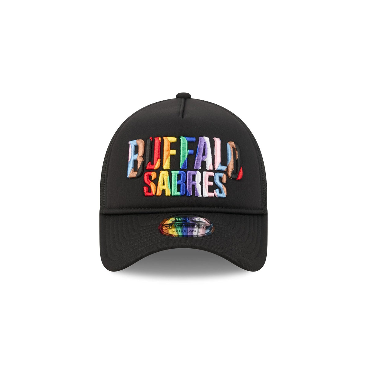Buffalo Sabres Rainbow Wordmark 9FORTY A-Frame Trucker Hat
