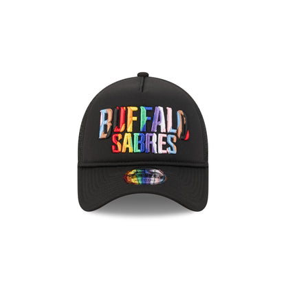 Buffalo Sabres Rainbow Wordmark 9FORTY A-Frame Trucker Hat