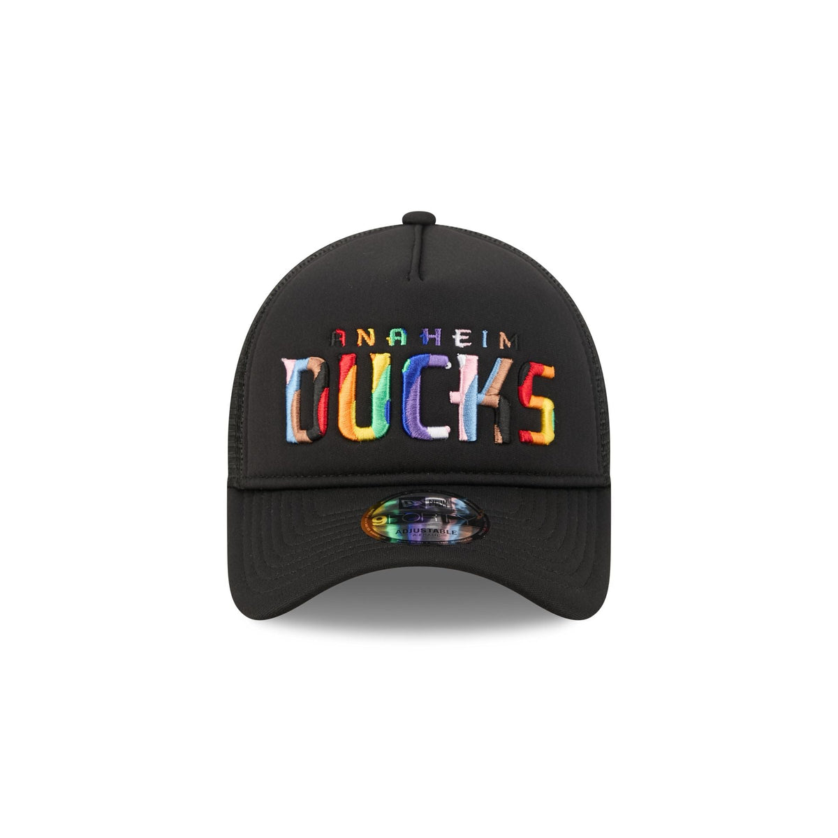 Anaheim Ducks Rainbow Wordmark 9FORTY A-Frame Trucker Hat