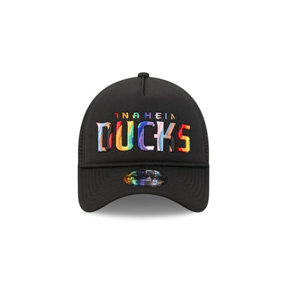 Anaheim Ducks Rainbow Wordmark 9FORTY A-Frame Trucker Hat