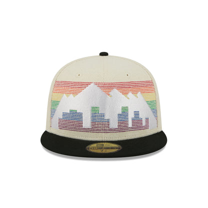 Denver Nuggets 2025 City Edition Chrome White Corduroy 59FIFTY Fitted Hat