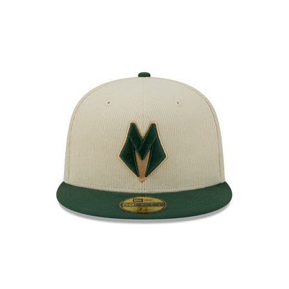 Milwaukee Bucks 2025 City Edition Chrome White Corduroy 59FIFTY Fitted Hat