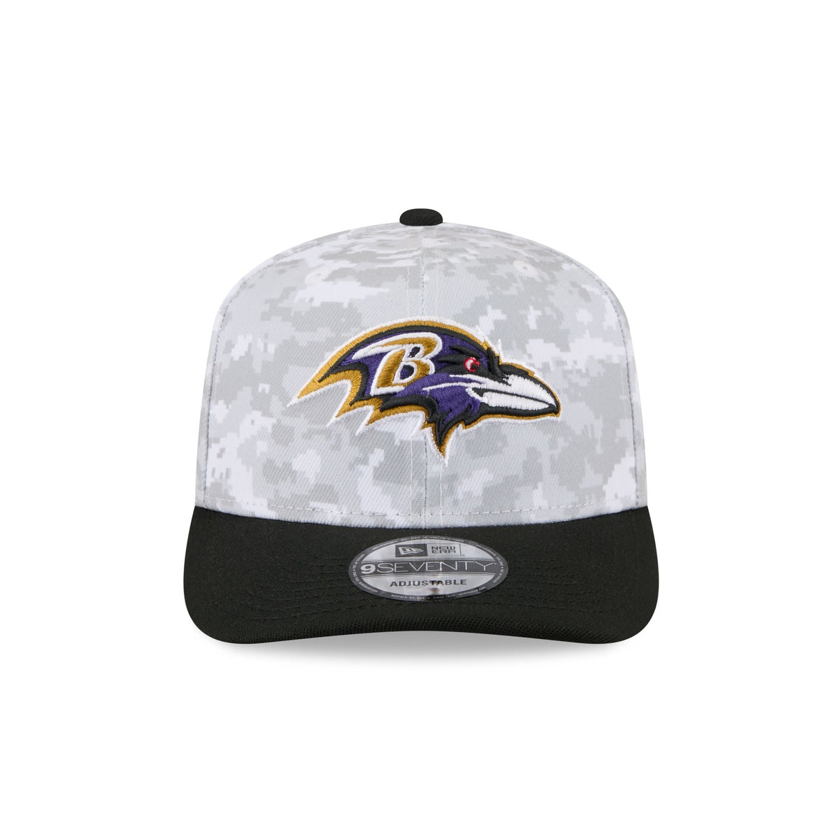 Baltimore Ravens 2025 Salute to Service Fan Gear 9SEVENTY Stretch-Snap Hat