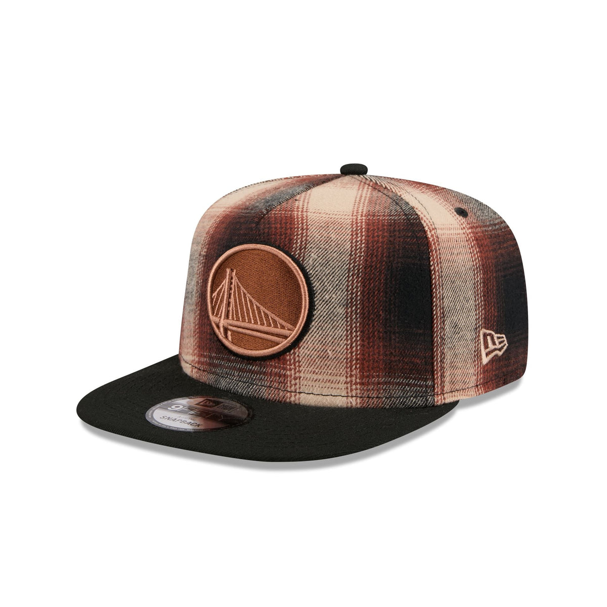 Golden State Warriors Grunge Plaid 9FIFTY A-Frame Adjustable Hat