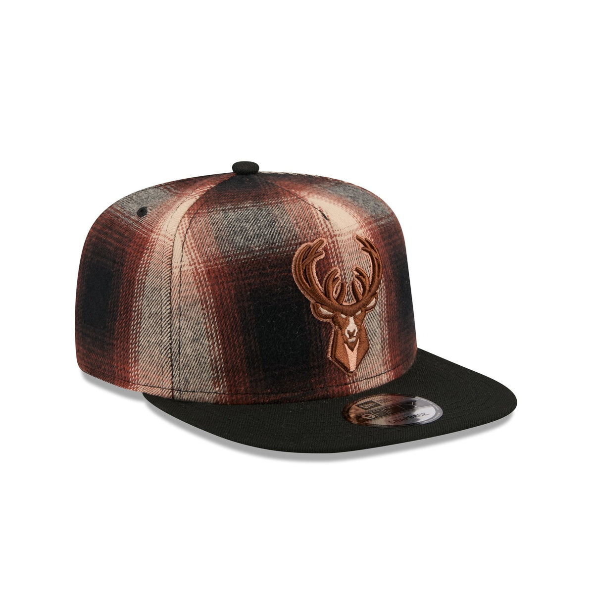 Milwaukee Bucks Grunge Plaid 9FIFTY A-Frame Adjustable Hat