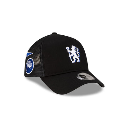 Chelsea FC Patch Black 9FORTY A-Frame Trucker Hat