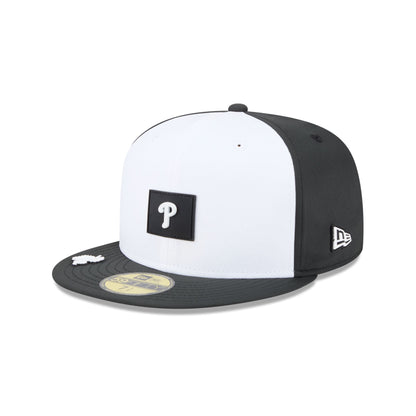 Philadelphia Phillies 2026 Clubhouse Black & White 59FIFTY Fitted Hat