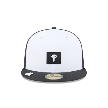 Philadelphia Phillies 2026 Clubhouse Black & White 59FIFTY Fitted Hat